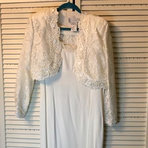 Vtg Scott McClintock cream dress lace bolero size 14 empire wedding